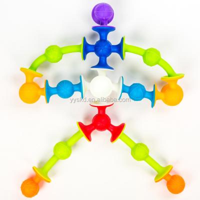 China Cartoon Toy Creative Educational Construction Magic Blocking Building Toys Silicone Sucker Suction Cup Toy for sale