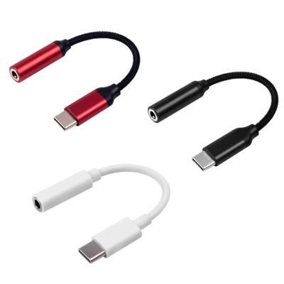 China Cover 10cm Hot Selling Nylon Band Mini USB Type C Aux. Portable Audio Cable To Female Type C Audio 3.5MM Earphone Jack Audio Adapter For Phone Cable for sale