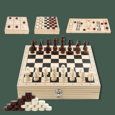 China Popular popular chess chess, checker, four in one cardboard folding wooden board game for sale