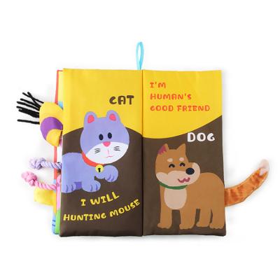 China Cute Baby Story Book Polyester Animal World Animals Cloth Soft Cloth Book For Baby Toy for sale