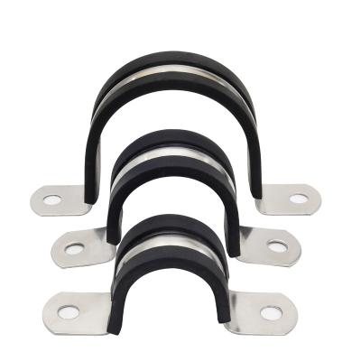 China Waterproof And Dustproof Stainless Steel Pipe Clamp Saddle Stainless Steel Rigid Flange With EPDM Coated Pipe Clamps for sale