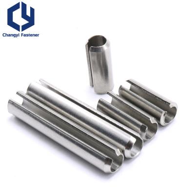 China Stainless Steel DIN1481 Stainless Steel Slotted Straight Pins Spring Pins M4x10 Pins for sale