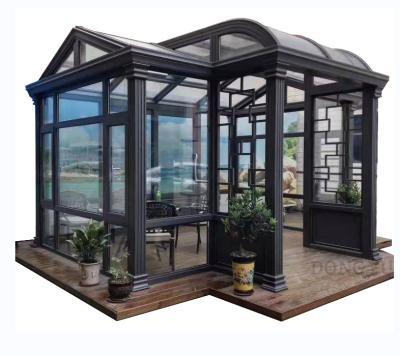 China Sound insulation Benin prefab sliding retractable sophisticated glass house aluminum glass sunroom for house garden for sale