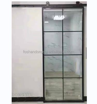 China Thermal Insulation Suede With Decorative Grid Design Pocket Sliding Aluminum Barn Doors For Office for sale