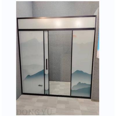 China Tempered Set Waterproof Fiberglass Stainless Steel Frame Double Bypass Sliding Shower Door for sale