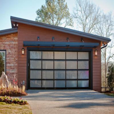 China New style bulletproof auto open fireproof glass panel interior black sectional garage doors new for homes for sale