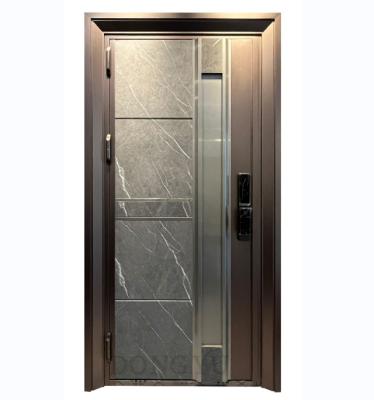 China Senegal Entry Entry Waterproof Cheap Exterior Tempered Glass Customized Color Security Stainless Steel Door for sale