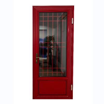 China Red color antique lattice decoration style splicing anti-rust easy to clean connection aluminum seamless swing door for sale