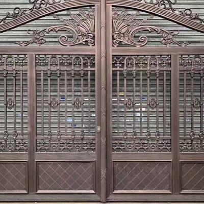 China Modern Fire-Rated Decorative Screen 3 Panel Black Metal Wrought Iron Gate For Garden for sale