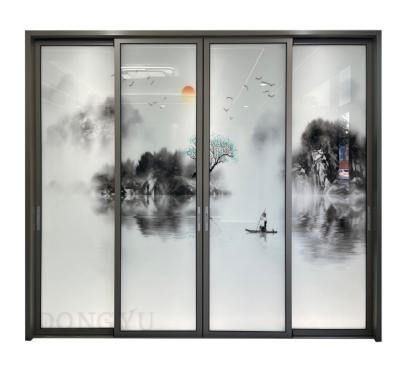 China Modern Minimalist Design Glass Frameless Heat Insulation Aluminum Doors Smart Handles Aluminum Sliding Door for sale