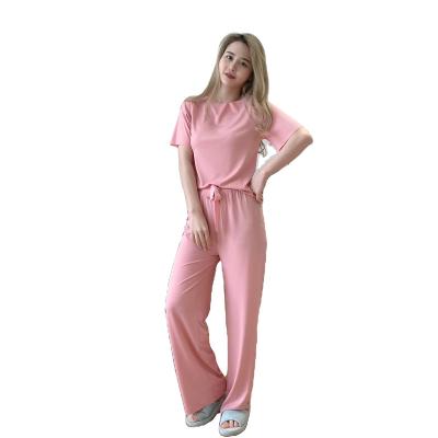 China QUICK DRY Women Ice Silk Pajamas Long Sleeve Home Wear Ice Silk Loungewear Pajamas Women Sets Printed Sleepwear for sale