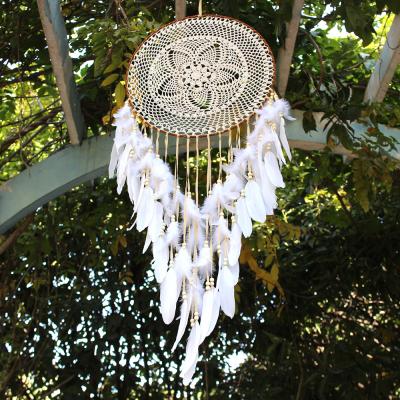 China Europe large hook pendant wind chimes feather feather dreamcatcher wedding creative background indoor home decoration for sale