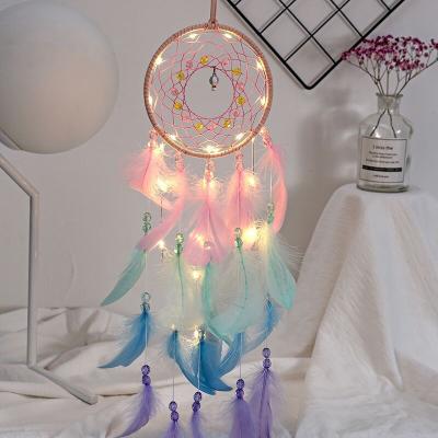 China Europe dream wall mounted catcher led dream catcher wind chimes weaving art handmade for home decoration for sale