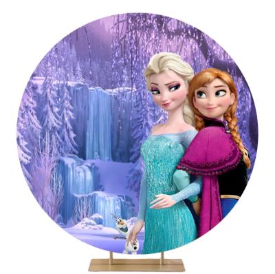 China Polyester Round Backdrop Blanket Winter Wonderland Backdrops Princess Birthday Theme Party Decorations for sale