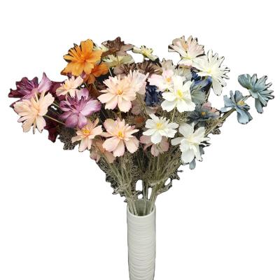 China Decorative 6 fork artificial flower happy silk flower for floor placement in living room for sale