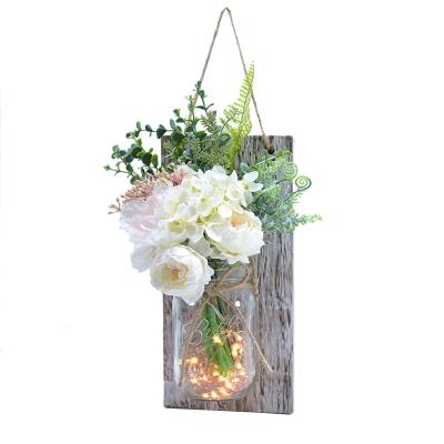 China Best-selling simulation glass bottle mounted flower glass mason box light garden wall sconce remote control decoration for sale