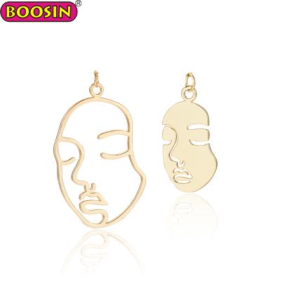 China ALLOY Wholesale Fashion Jewelry Gold Plated Face Hollow Charm Pictured Custom Charm for sale