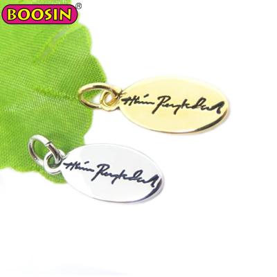 China ALLOY gold / silver name tag stamped custom logo charm jewelry tag metal jewelry tags for bracelet for sale