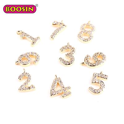 China ALLOY 0-9 Crystal Rhinestones Number Charms Gold Plated Pendant for sale