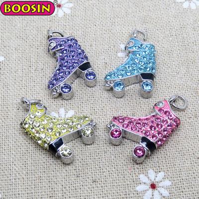 China Fashionable Wholesale Personalized Custom Crystal Rhinestone ICE Roller Skate Charm Pendant for sale