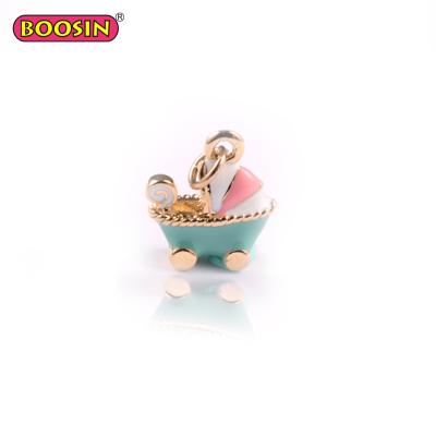 China Cute Custom ALLOY Metal Enamel Baby Carriage Stroller Charms For Safety Pin Making for sale