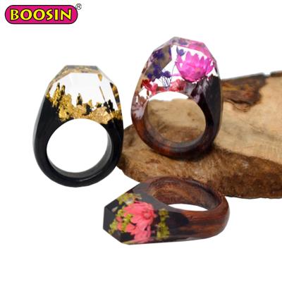 China Fashion Unique Natural Woodland Magic Resin Romantic Engagement Ring Men Ring for sale