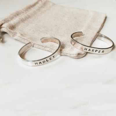 China FASHIONABLE Personalized Personalized Baby Name Bracelet Stainless Steel Bangle Engraved Jewelry For Kids for sale