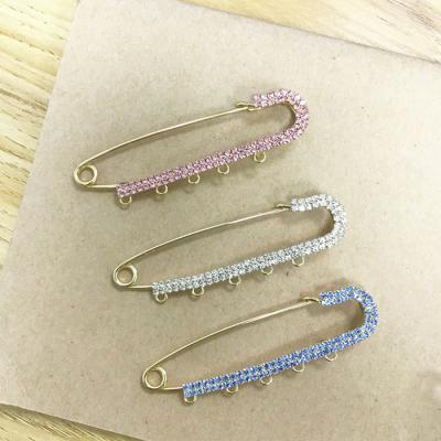 China Large Security Pin Jewish Religious Pins Crystal Brooch Colorful Crystal Sweater Pins Colorful Staples for sale