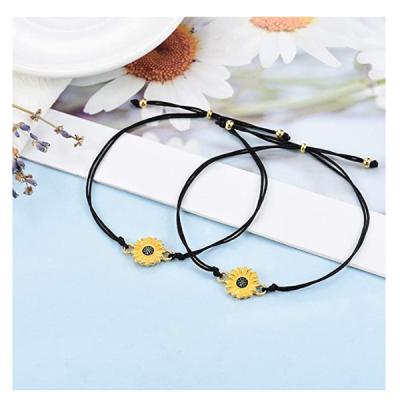 China TRENDY Alloy Sunflower Charm Braided Bracelet Charms For Friendship Jewelry Making for sale