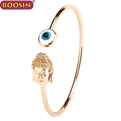 China Trendy DIY Evil Eye Stretch Bangle Bracelets Gold Bangles Handmade Jewelry for sale