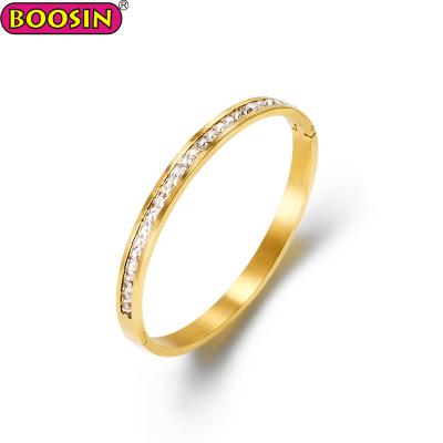 China Fashionable Factory Supply Direct Dubai Gold Bangle Stainless Steel CZ Bangles Designs For Women for sale