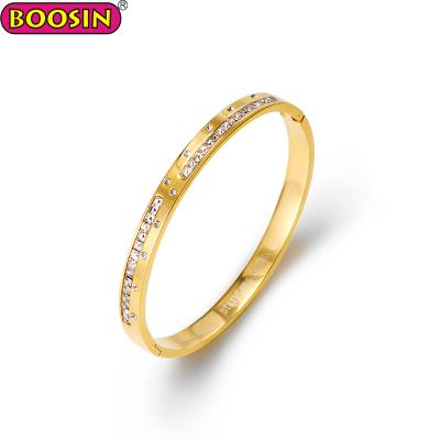 China Trendy New Arrivals Luxury Gold Diamond Stainless Steel Bangle Bracelet for sale