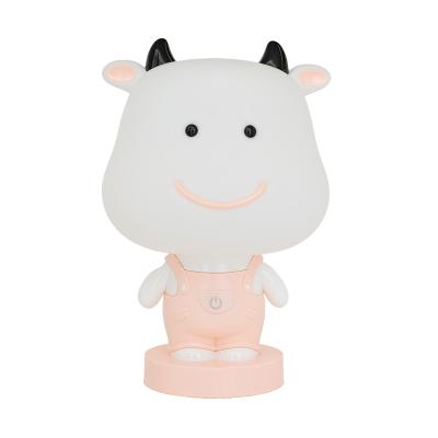 China Modern Creative Cute Little Pink Cow Bedside Night Light With USB Touch Atmosphere Table Fill Warm White Light Lamp For Kids for sale