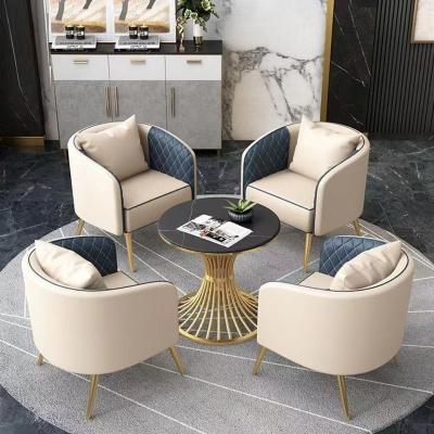 China Modern sofa coffee table simple leisure rest area guest reception desk sales office negotiation table and chair club small for sale