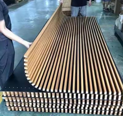 China 11mm / 13mm Flexible Curved Wood Slat Acoustic Panels For Restaurant Hall Wall for sale