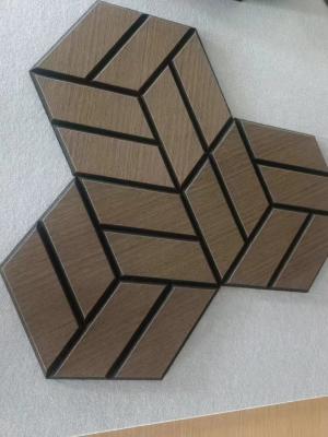 China Wall Decoration Wood Veneer Acoustic Panels WPET Hexagon Slat Acoustic Wall Panel for sale