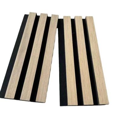 China Wholesale with Competitive Price Akupanel Wood Veneer MDF Covered PET Wood Slat Acoustic Panels for sale