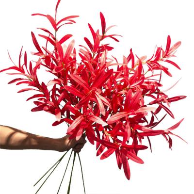 China Environmental Friendly Wholesale Decoration Indoor Garden Plant Artificial Olive Branch Plastic Leaf Ornament for sale