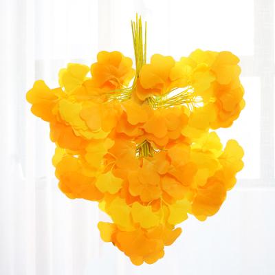 China Eco-Friendly Wedding Artificial Twig Autumn Gingko Leaf Honeysuckle Tree Silk Yellow Leaves Decoration Plastic for sale