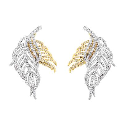 China TRENDY Wholesale hot selling copper micro-inlaid jewelry leaf women's earrings inlaid zircon earrings retro sweet earrings for sale