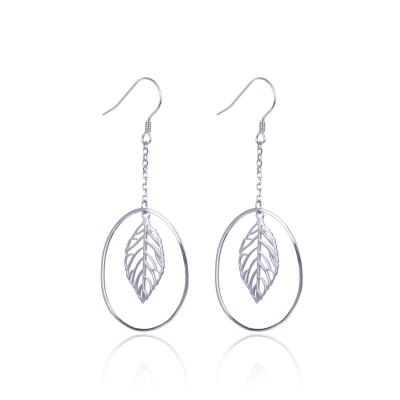 China TRENDY New Haoqi Jewelry Popular Design Leaf shape  925 Sterling Silver Jewelry earrings For women for sale