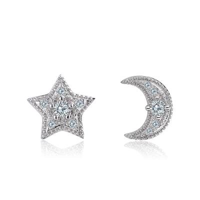 China TRENDY Hot sales New Haoqi Moon star shape two colors women silver earrings for birthday gift for sale