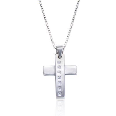 China TRENDY New Haoqi Jewelry Good Luck Guardian 925 Sterling Silver Cross Necklace For Holiday gifts for sale