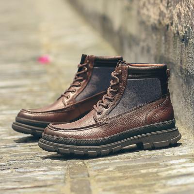 China Breathable Designer High Quality Outdoor Brown Casual Men Leather Boots Shoes for sale