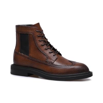 China Designer Original Leather Men's High Fashion Breathable Brown Boots Leather Shoe for sale