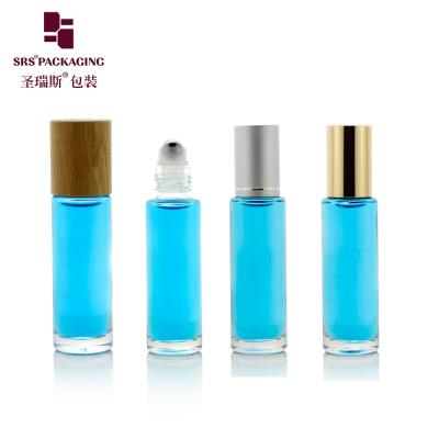 China Leak Proof Glass Bamboo Roll On Bottle 15ml Capacity Customizable Color Logo Anti Acne Skincare Roll On for sale