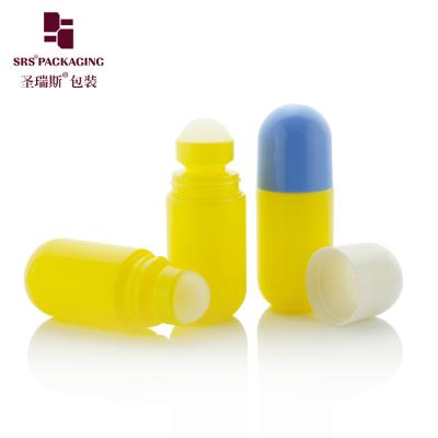 China RPPA-50ml Customized Yellow Roll On Bottle 50ml With Blue Cap For Deodorant Liquid for sale