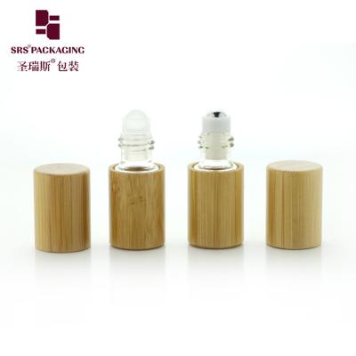 China BG-2ML Empty Cosmetic Bamboo Roller Bottle With Stainless Steel Metal Ball Mini Perfume Oil Packaging for sale