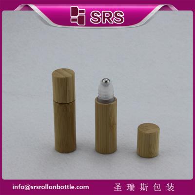 China SRS 5ml bamboo roller ball bottle, bamboo plastic eye cream bottle for sale