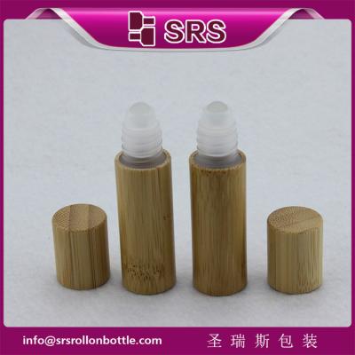 China SRS 5ml bamboo roller ball bottle, bamboo roll on bottle with plastic ball for sale